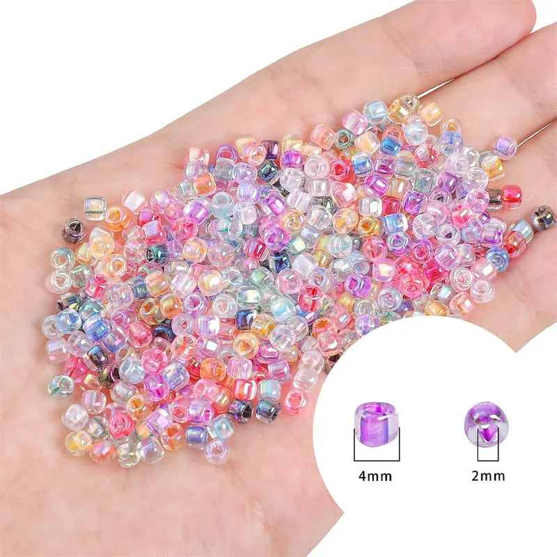 840pcs 4mm Colorful Glass Triangle Beads for Jewelry Making - DIY Craft Supplies