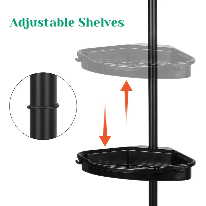 Adjustable Corner Shower Caddy with Tension Pole, 4-Tier Bathroom Storage Organizer