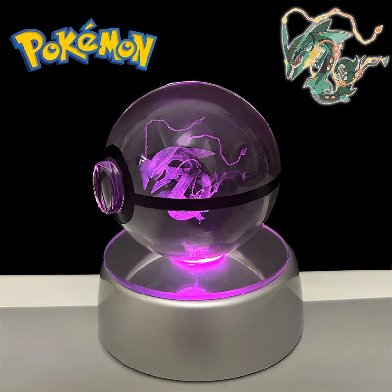 Pokemon 3D Crystal Poke Ball Night Light LED Lamp Toy Figure Set - Multiple Colors