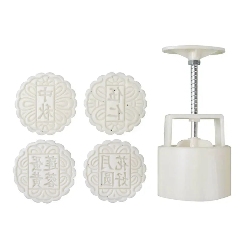 Mooncake Mold Set for Chinese Festival Baking - Multi-Color Plastic Cookie Cutter
