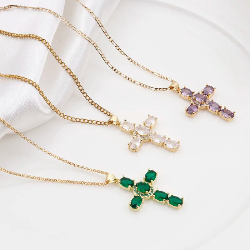 Copper Religious Cross Pendant Jewelry Findings for DIY Necklace & Bracelet Making 4cm x 2.3cm