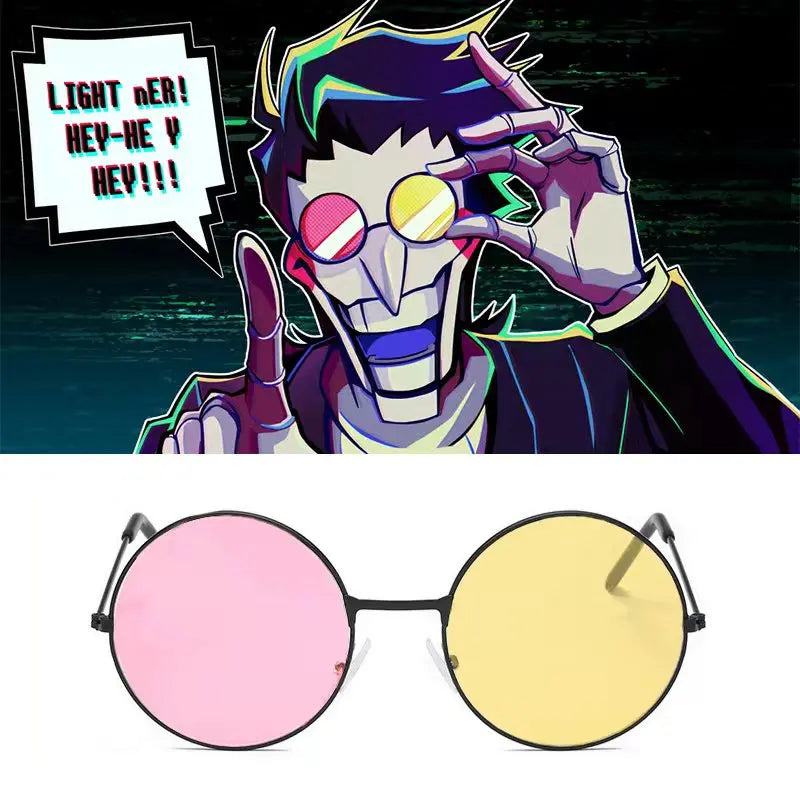 Men Spamton Cosplay Glasses Round Frame Sunglasses Halloween Accessories