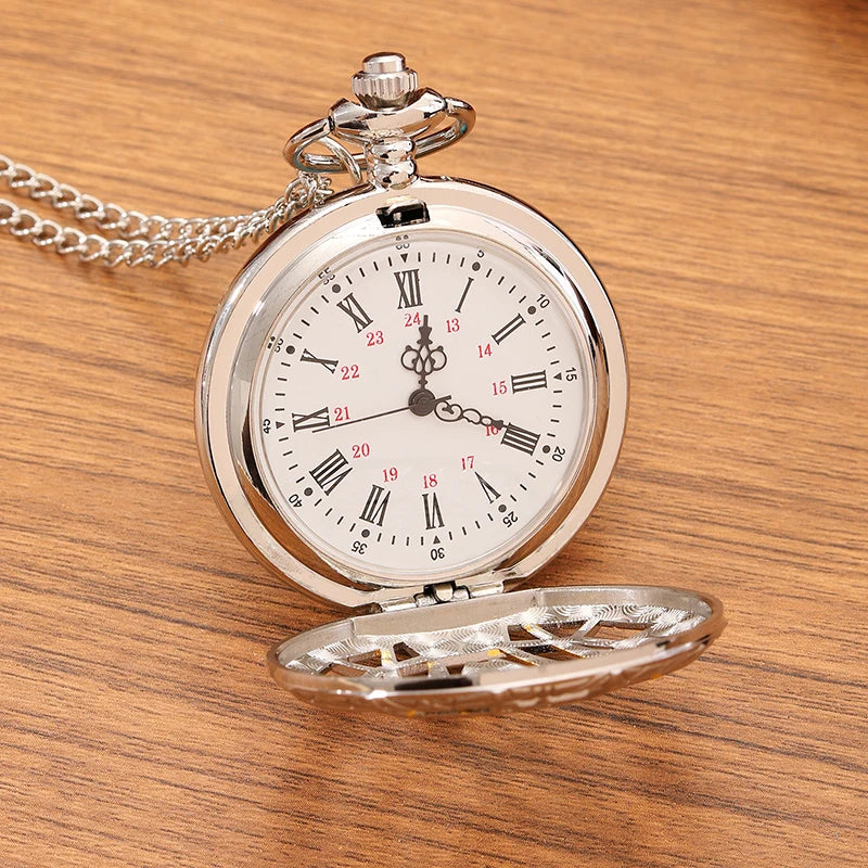 Antique Skeleton Spider Pocket Watch Necklace with Roman Numerals - Men's & Women's Chain Gift