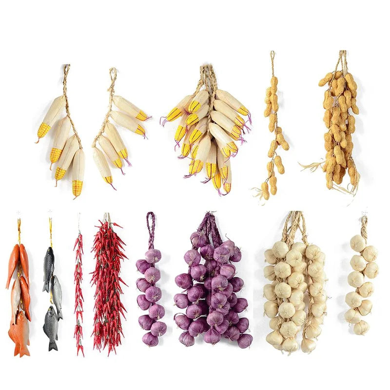 Artificial Vegetable String Garland Kitchen Wall Decor Food Props Vivid Faux Food Decor