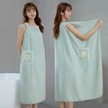Women Wearable Bath Towel Wrap - Absorbent Long Polyester Bathroom Robe