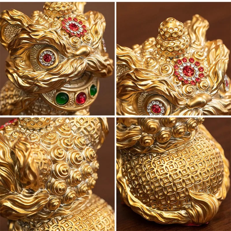 Creative Lion Dance Figurines for Home Decor and Gift - High-Design Desktop Art