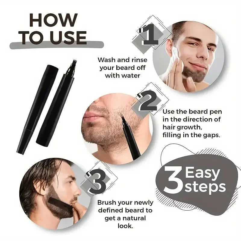 Beard Filling Pen Kit for Thickening & Coloring - Waterproof Men Cosmetic