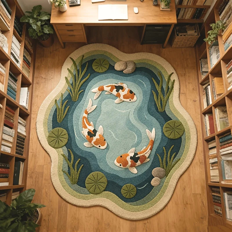 Cartoon Alien Fish Pool Carpet Non-Slip Floor Mat for Living Room and Bedroom