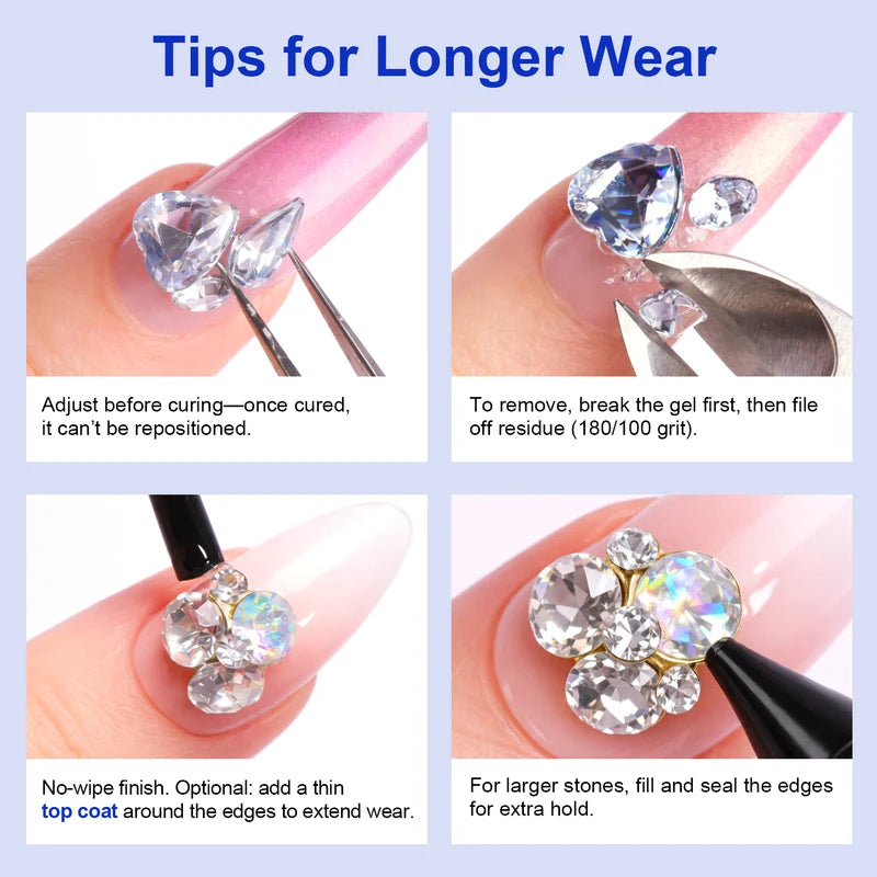 30ml Rhinestone Nail Glue Gel for Gems Crystals & 3D Nail Art - Strong UV LED Adhesive