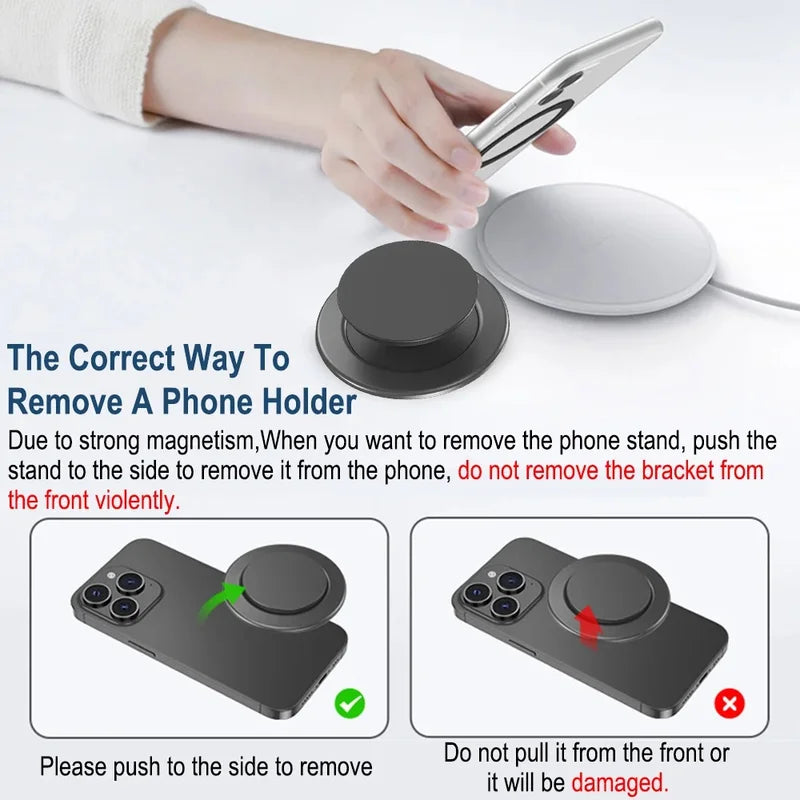 Magnetic Folding Phone Grip Holder Stand for iPhone Samsung - Support & Support Ring
