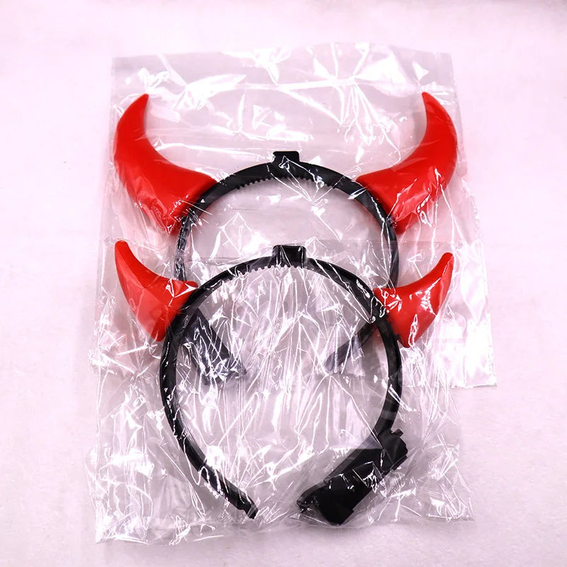 Glow LED Devil Horns Headband for Halloween Costume Party Adjustable Light-Up Headwear