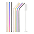 Reusable Stainless Steel Drinking Straws Set - 4/8 Pieces with Cleaning Brush