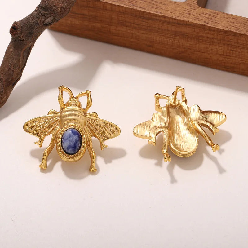 Vintage Bee Insect Stud Earrings for Women - Gold Tone Statement Jewelry Various Styles