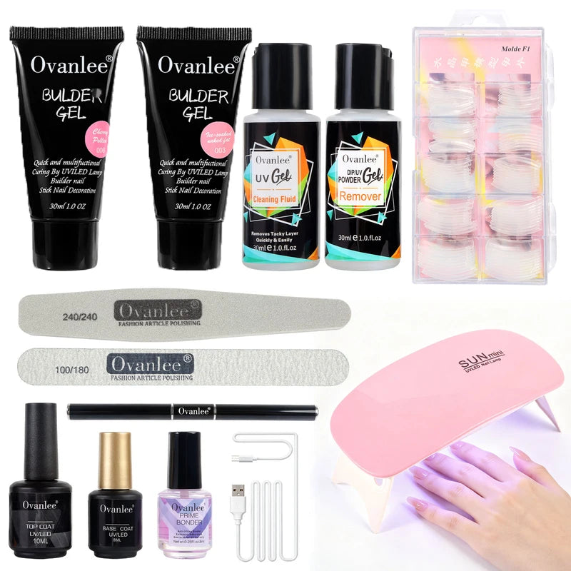 Nail Extension Builder Gel Kit with UV/LED Lamp - All-in-One DIY Manicure Set