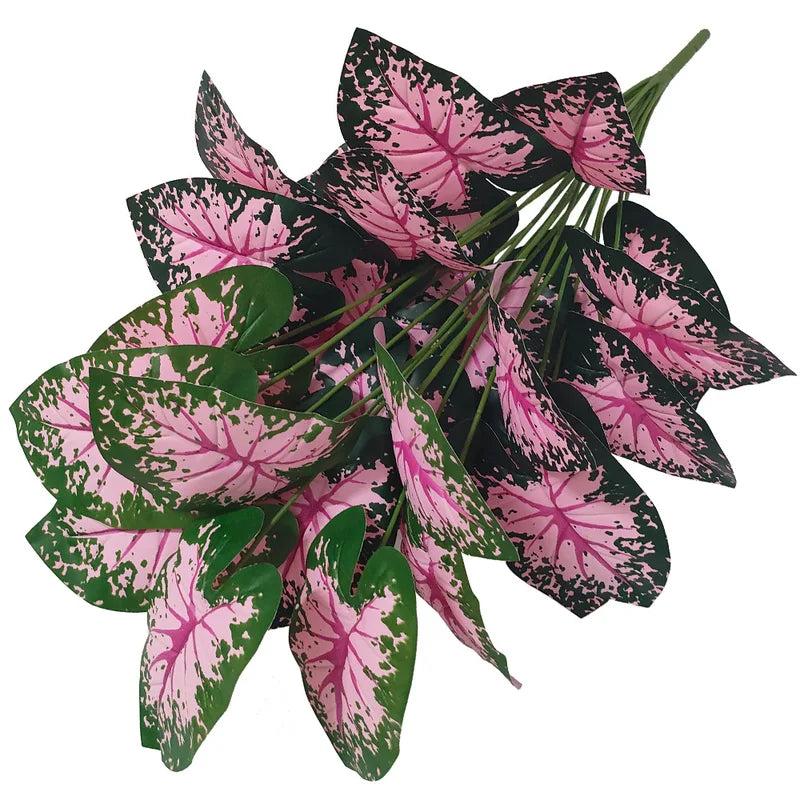 Artificial Potted Leaf Plants - Fake Indoor Decoration, Set of 12-24 Leaves