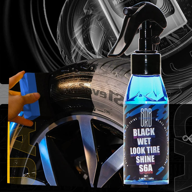 Black Wet Look Tire Shine Dressing for Cars, Trucks & Motorcycles - Safe & High Gloss Finish