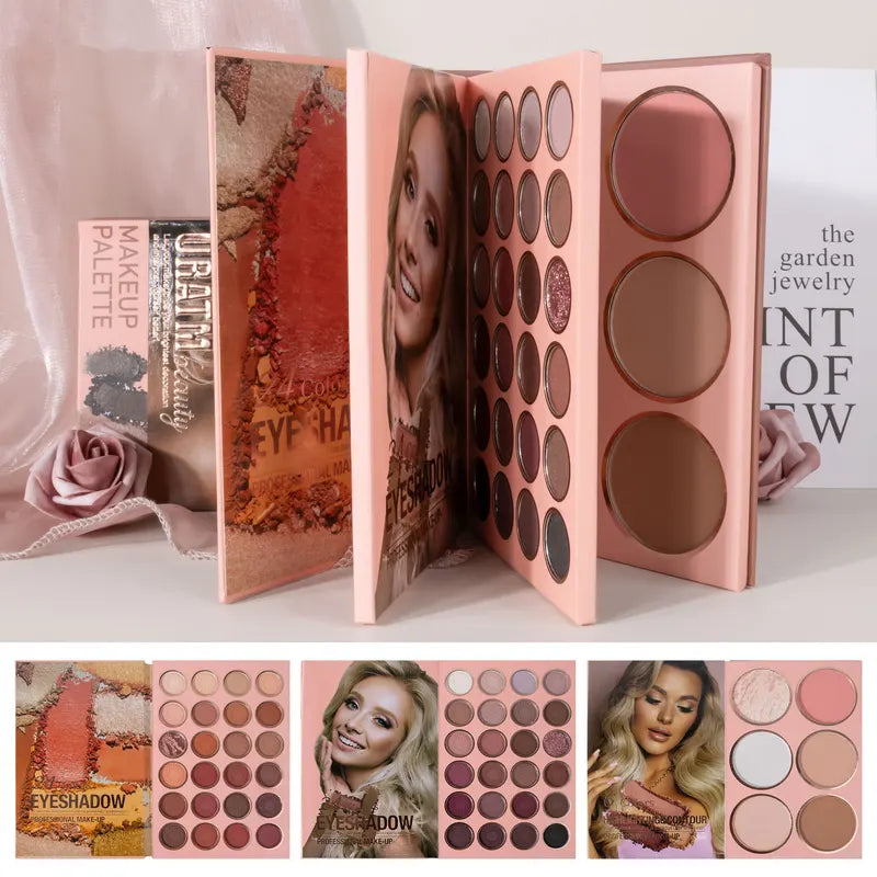 All-in-One Makeup Palette Book with 54 Colors for Face & Eye Cosmetics - Matte & Pearlescent Shades