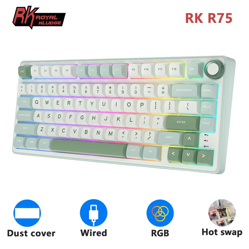 Mechanical Gaming Keyboard 80 Keys RGB Backlit Hot-Swappable PBT Keycaps
