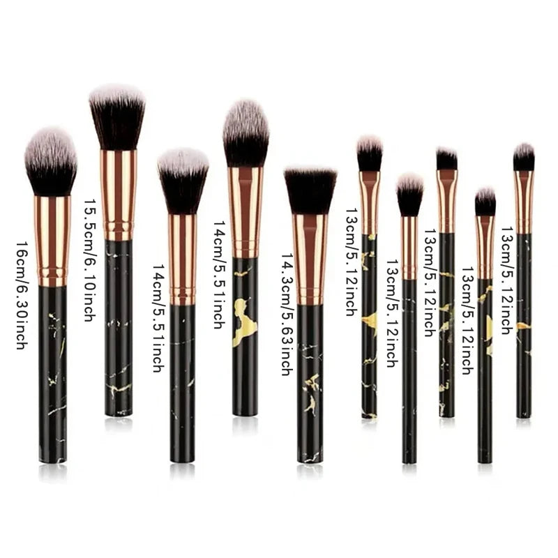 10pcs Makeup Brush Set Cosmetic Tools for Face & Eye Makeup - Beauty Kit