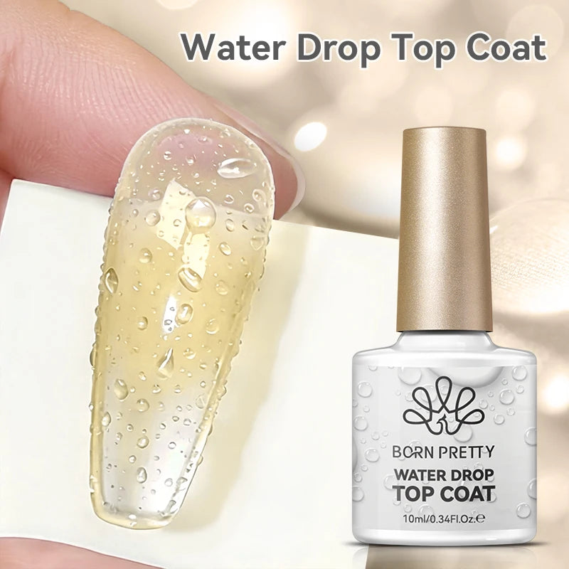 10ml Water Drop Top Coat Clear Nail Art Gel Polish for 3D Manicure & Crystals