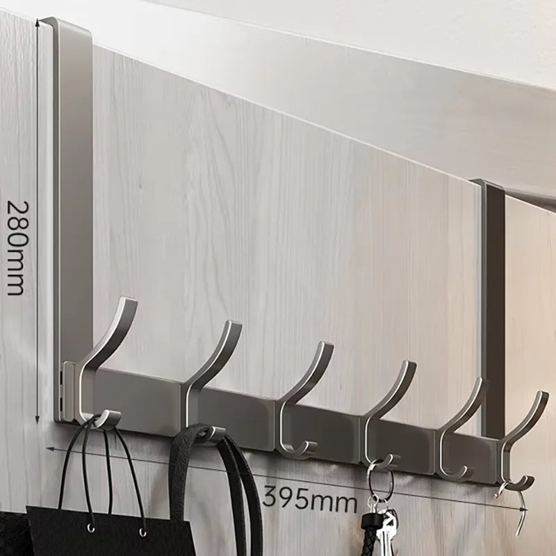 Over-the-Door Hook Rack No-Drill Aluminum Space Saver for Clothes Bags Towels