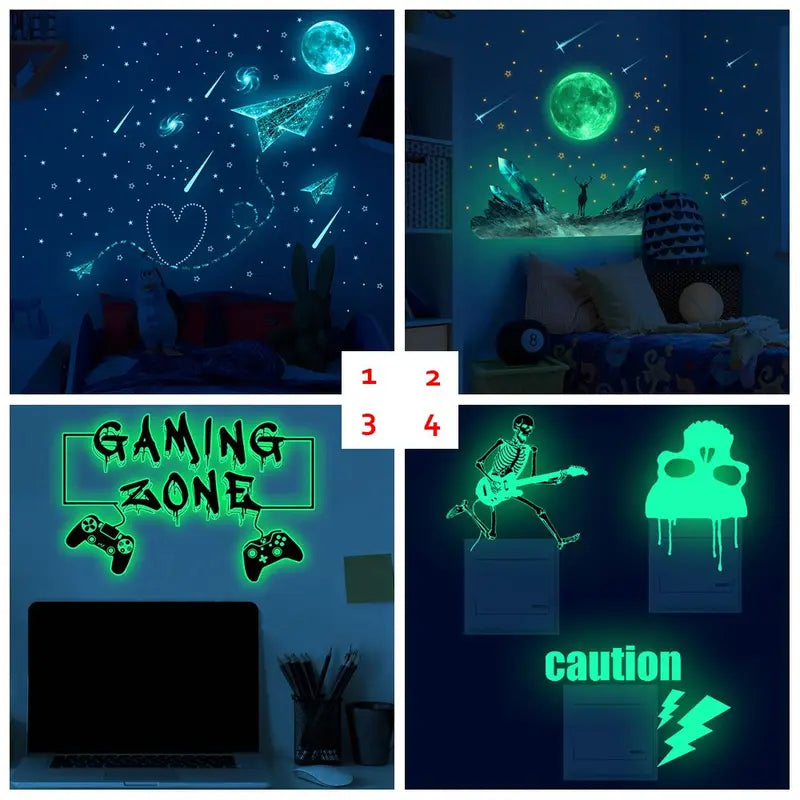 Luminous Wall Stickers Glow in the Dark Self-Adhesive Moon Decal Kids Bedroom Decor
