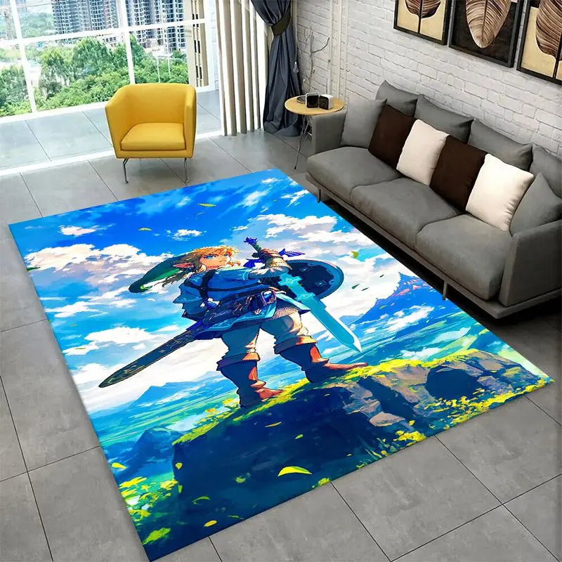 Non-Slip Cartoon Game Rug for Living Room Bedroom Playroom - Soft Floor Mat
