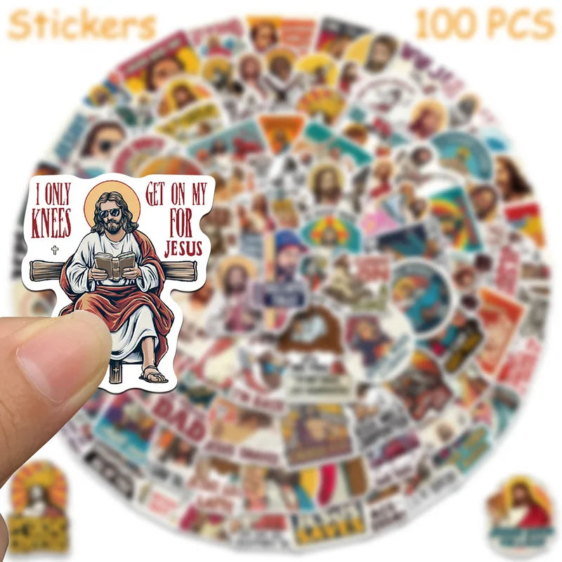 Cartoon Jesus Stickers Pack - Waterproof Vinyl Decals for Laptop Phone Skateboard & More