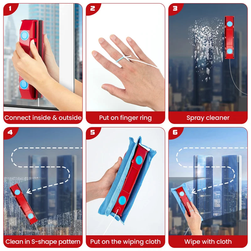 Magnetic Window Cleaner Set for 8-20mm Glass - Dual-Side Cleaning Tool