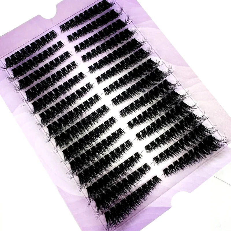 Large Capacity DIY False Eyelash Clusters - Fluffy Volume Cat Eye Lashes 14 Rows