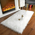 Faux Fur Sheepskin Rug - Fluffy Rectangular Area Rug for Living Room & Bedroom