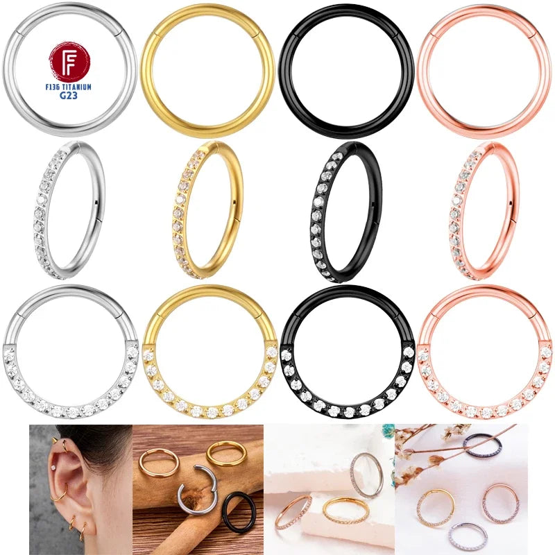 Titanium Septum Nose Ring Body Jewelry 16G Circular Cartilage Piercing