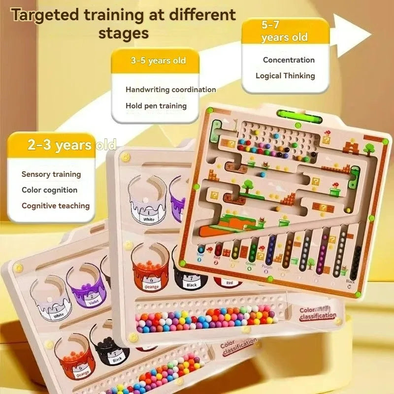 Magnetic Maze & Marble Run STEM Toy for Kids Ages 3-6 – Fine Motor Skills & Concentration Development