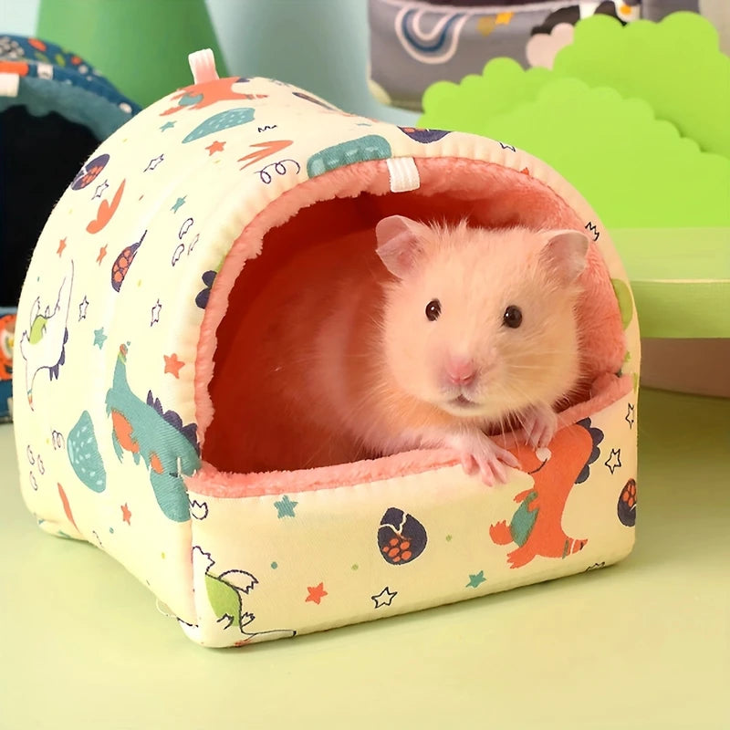 Small Pet Winter Nest Bed with Velvet & Cotton - Suitable for Hamsters, Mice, Squirrels, Parrots