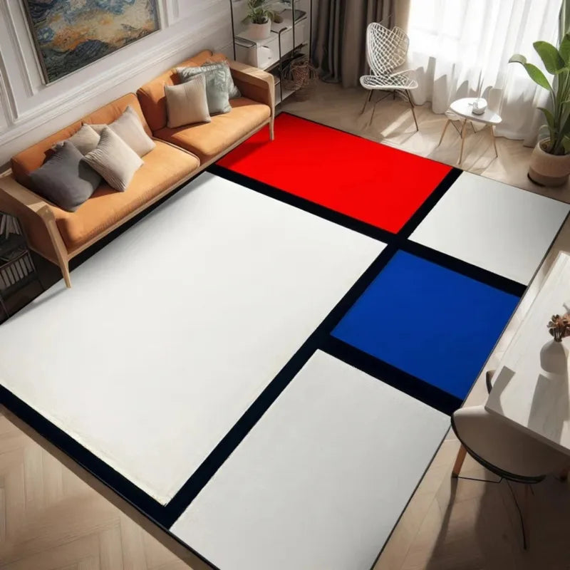Geometric Area Rug Modern Abstract Art Non-Slip Washable Carpet for Living Room & Bedroom