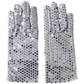 Silver Glitter Mesh Dance Gloves - Sparkly Stage Performance Accessories