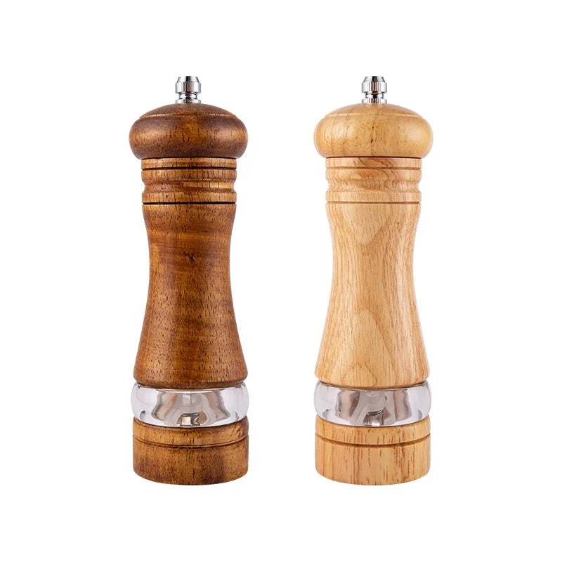Manual Pepper Grinder with Acrylic and Rubber Wood, Ceramic Core - Seasoning Mill