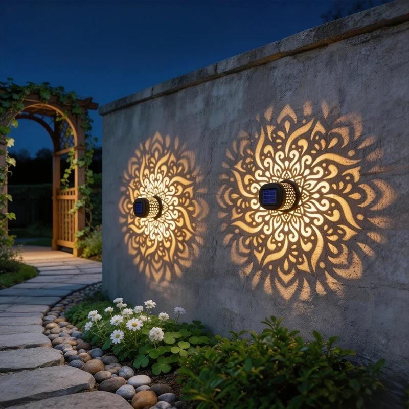 Decorative Solar Mandala Lights for Outdoor Garden Patio Wall Deck Yard