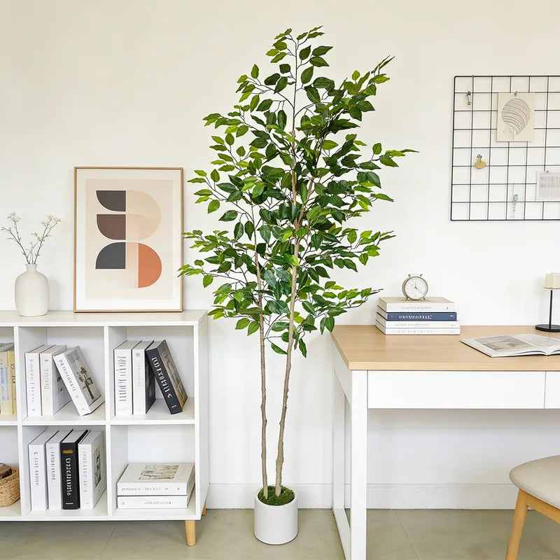 Artificial Ficus Tree Plant 140-210cm Double Trunk Greenery for Home Decor