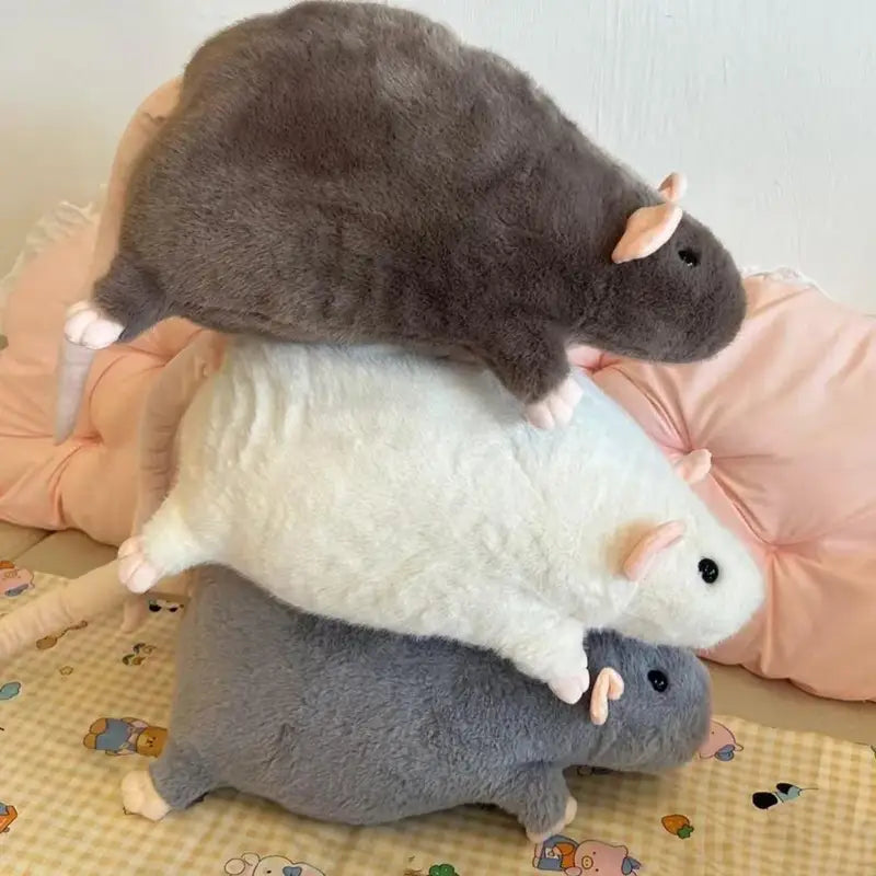 Cute Plush Rat Doll with Flower Branch - Oversized Animal Toy for Kids & Adults