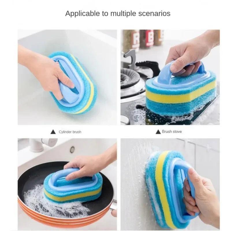 Multi-Purpose Household Cleaning Sponge Brush with Handle