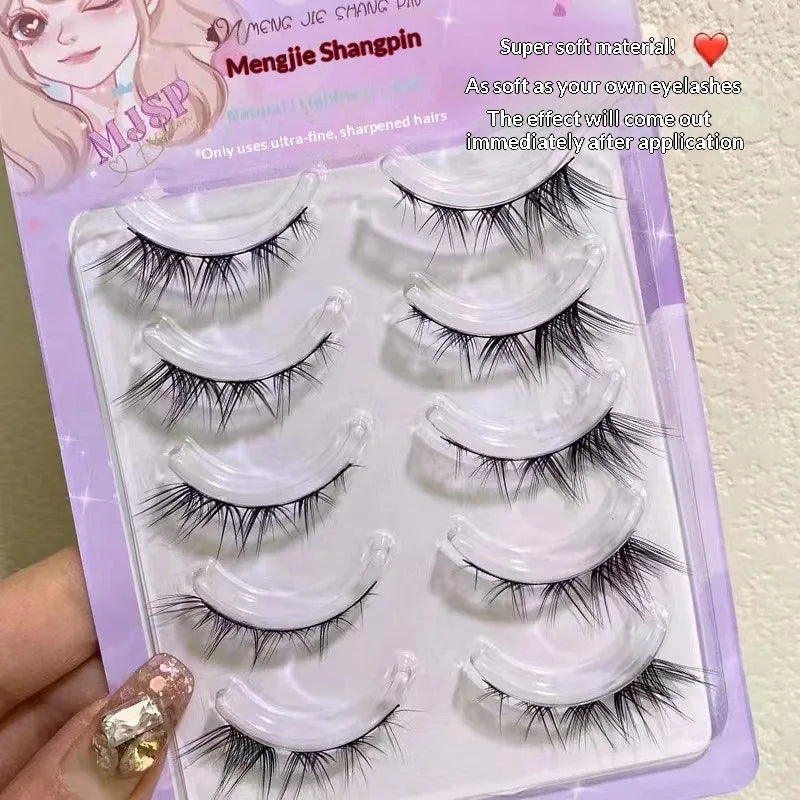 Reusable Natural Thick Winged False Eyelashes - Long Manga Fox Eye Makeup Tool