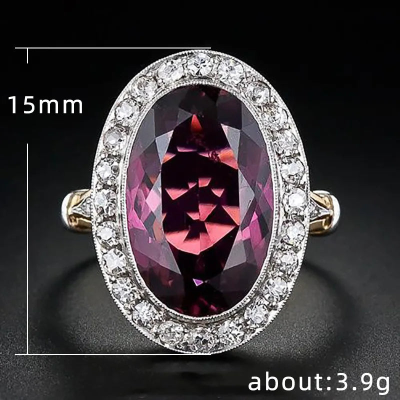 Oval Rose Red Cubic Zirconia Women’s Statement Ring - Luxury Jewelry Gift