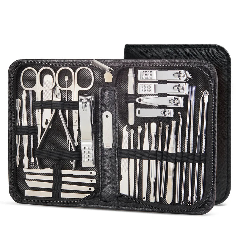 8/32pcs Manicure & Pedicure Nail Grooming Set Stainless Steel Professional Tools