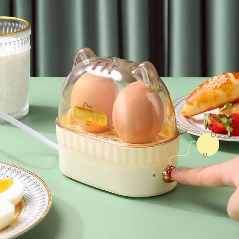 Electric Egg Cooker Steamer with Auto Power-Off, Cat Shape Food Steamer for Kitchen