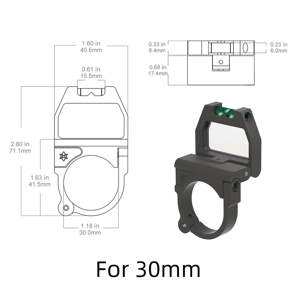 30mm/34mm Quick-Flip Scope Turret Mount Ring with Bubble Level for Riflescopes