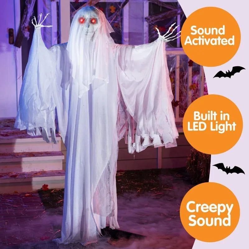 Luminous Voice-Controlled Standing Ghost Decoration - 1.7m Terrifying Halloween Prop