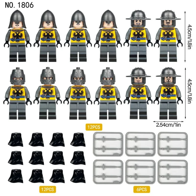 Medieval Corps Toy Figures & Shields - Humanoid Dolls for Kids, Birthday Gifts