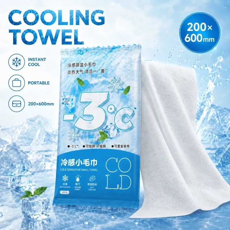 Portable Cooling Towels 10/20 Pack 200x600mm Cold Wipes for Sports Beach Gym Hiking Camping