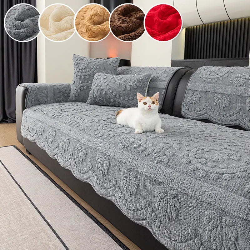 Modern Plush Sofa Cushion Cover Thick Warm Non-Slip Sofa Cover